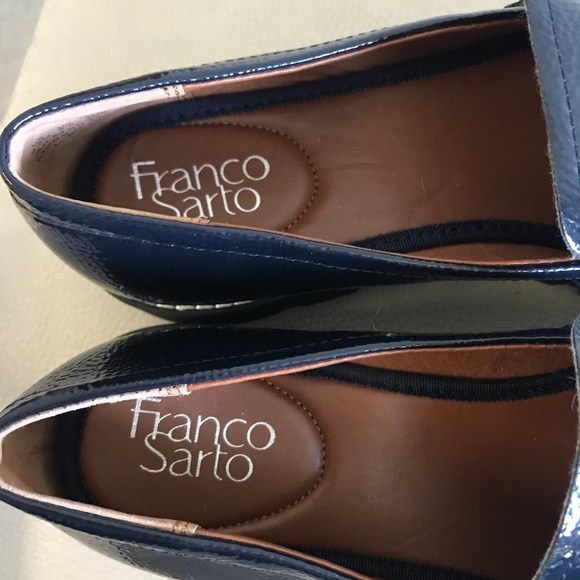 Franco Sarto Balin Platform Penny Loafers Patent Shiny Navy Blue Size 9.5 NEW - Picture 7 of 7